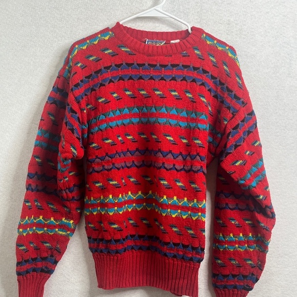 Nick & Concrete Sweaters - Vintage Nick & Concrete NEWJ Red Geometric Knit Sweater Large